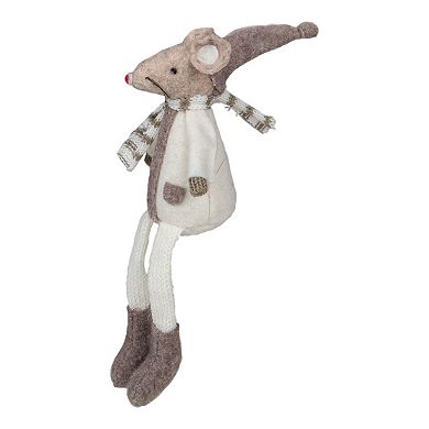 Northlight 9.5-Inch Plush Sitting Mouse Tabletop Christmas Figure