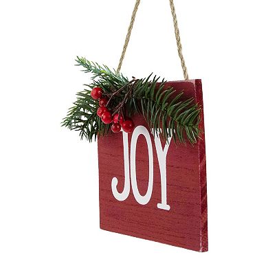 Northlight 7-Inch "JOY" Christmas Wall Decor with Pine & Berries