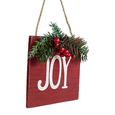 Northlight 7-Inch "JOY" Christmas Wall Decor with Pine & Berries