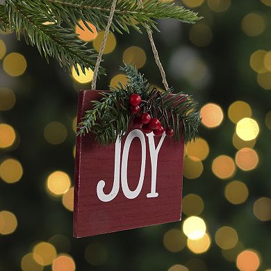 Northlight 7-Inch "JOY" Christmas Wall Decor with Pine & Berries