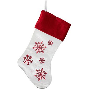 Northlight 19-Inch Velvet Embroidered Snowflake Christmas Stocking