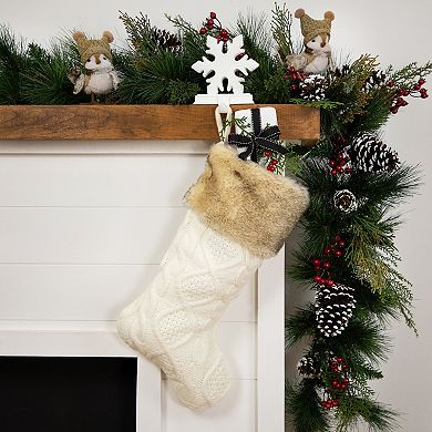 Northlight 20.5-in. Cable Knit Christmas Stocking with Faux Fur Cuff
