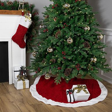 Northlight 20.5-in. Cable Knit Christmas Stocking with Faux Fur Cuff