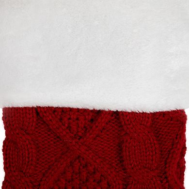 Northlight 20.5-in. Cable Knit Christmas Stocking with Faux Fur Cuff
