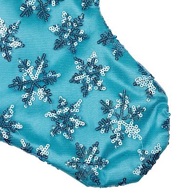 Northlight Sequin 20.5-Inch Snowflake Christmas Stocking with White Faux Fur Cuff