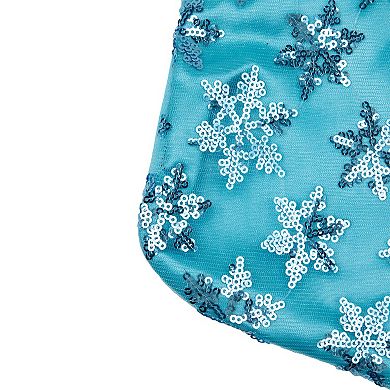 Northlight Sequin 20.5-Inch Snowflake Christmas Stocking with White Faux Fur Cuff