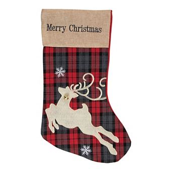 Northlight 19-Inch Plaid Merry Christmas Reindeer Stocking