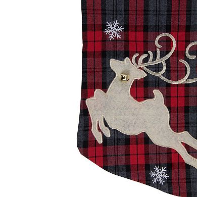 Northlight 19-Inch Plaid Merry Christmas Reindeer Stocking