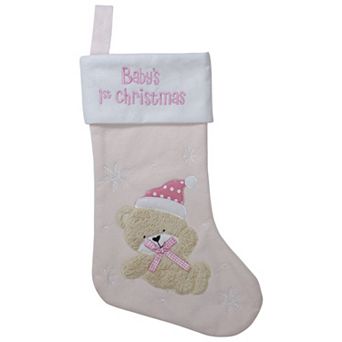 Northlight Baby's 1st Christmas 19-Inch Embroidered Teddy Bear Stocking
