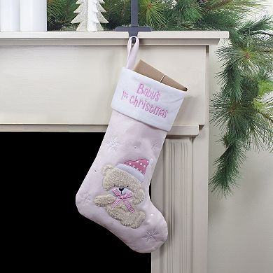 Northlight Baby's 1st Christmas 19-Inch Embroidered Teddy Bear Stocking