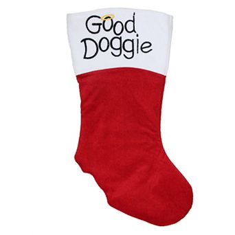 Northlight 19-Inch Embroidered Halo Good Doggie Christmas Stocking with Cuff