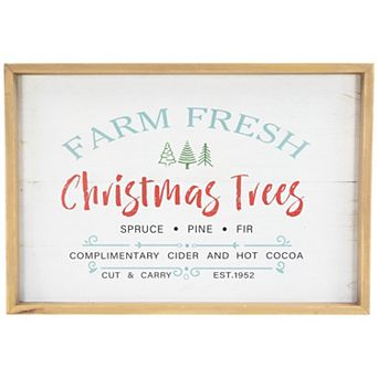 Northlight Framed "Farm Fresh Christmas Trees" Wooden Wall Décor