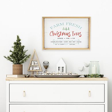 Northlight Framed "Farm Fresh Christmas Trees" Wooden Wall Décor