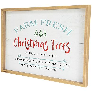 Northlight Framed "Farm Fresh Christmas Trees" Wooden Wall Décor