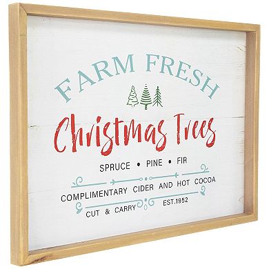 Northlight Framed "Farm Fresh Christmas Trees" Wooden Wall Décor