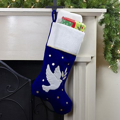 Northlight 20.5-in. Velvet Dove with Olive Branch Christmas Stocking