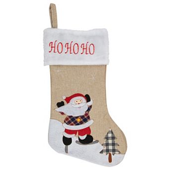 Northlight 19-Inch Burlap "Ho Ho Ho" Santa Claus Christmas Stocking
