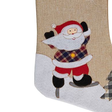 Northlight 19-Inch Burlap "Ho Ho Ho" Santa Claus Christmas Stocking