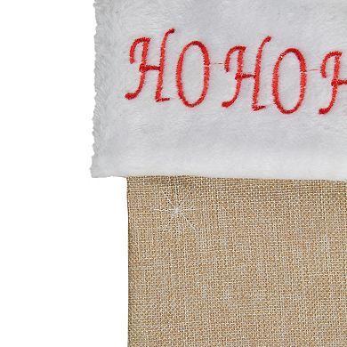 Northlight 19-Inch Burlap "Ho Ho Ho" Santa Claus Christmas Stocking