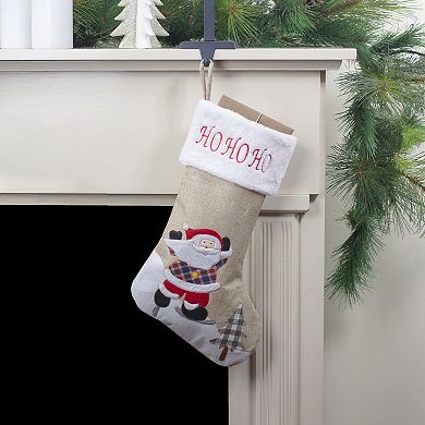 Northlight 19-Inch Burlap "Ho Ho Ho" Santa Claus Christmas Stocking