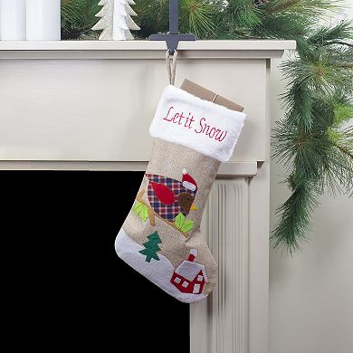 Northlight Burlap "Let It Snow" Bird Christmas Stocking