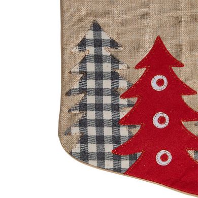 Northlight Burlap "Happy Holidays" Forest Trees Christmas Stocking