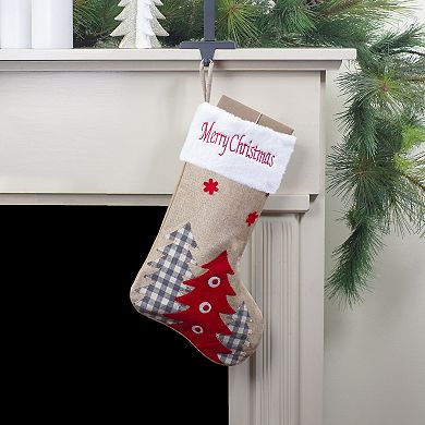 Northlight Burlap "Happy Holidays" Forest Trees Christmas Stocking