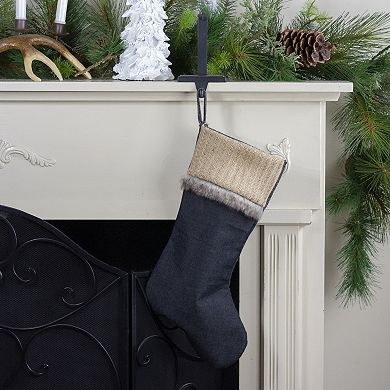 Northlight 20-Inch Burlap & Chambray Christmas Stocking
