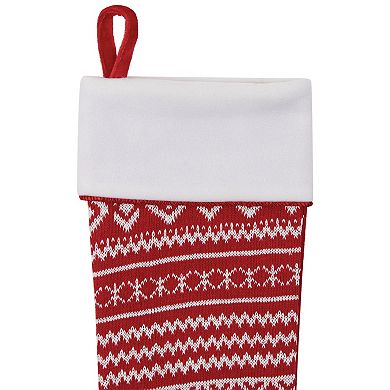 Northlight 21.5-Inch Knitted Snowflake Christmas Stocking with Fleece Cuff