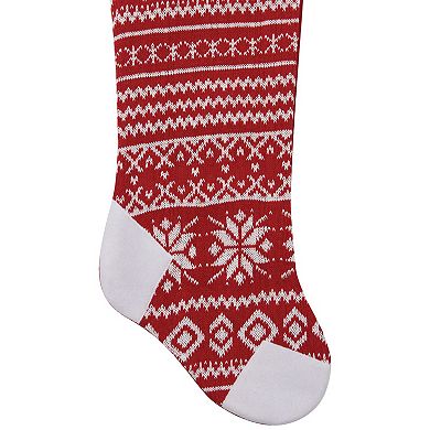 Northlight 21.5-Inch Knitted Snowflake Christmas Stocking with Fleece Cuff