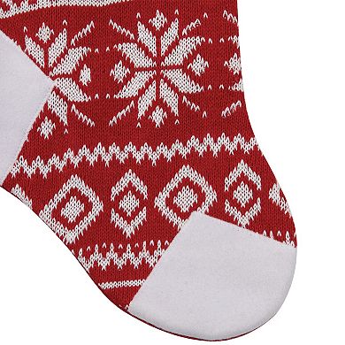 Northlight 21.5-Inch Knitted Snowflake Christmas Stocking with Fleece Cuff