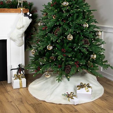Northlight 20.5-Inch Faux Fur Christmas Stocking with Pom Poms