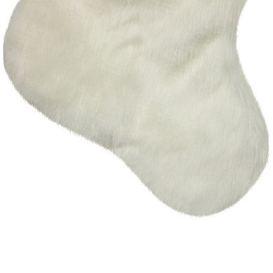 Northlight 20.5-Inch Faux Fur Christmas Stocking with Pom Poms