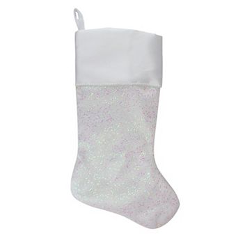 Northlight 22.25-Inch Glitter Christmas Stocking with Satin Cuff