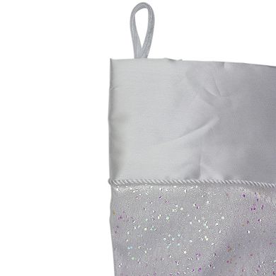 Northlight 22.25-Inch Glitter Christmas Stocking with Satin Cuff