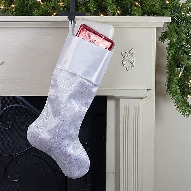 Northlight 22.25-Inch Glitter Christmas Stocking with Satin Cuff