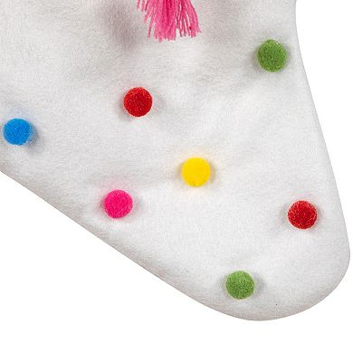 Northlight 20-Inch Christmas Stocking with Multicolor Pom-Poms & Tassels
