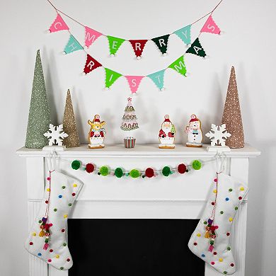 Northlight 20-Inch Christmas Stocking with Multicolor Pom-Poms & Tassels