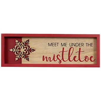 Northlight 11.75-Inch Framed "Meet Me Under the Mistletoe" Wall Decor