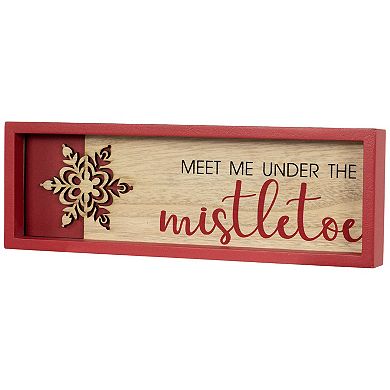 Northlight 11.75-Inch Framed "Meet Me Under the Mistletoe" Wall Decor