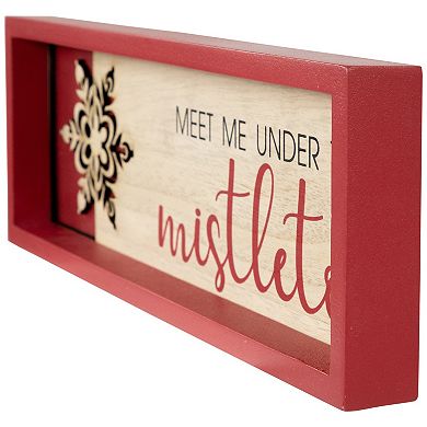 Northlight 11.75-Inch Framed "Meet Me Under the Mistletoe" Wall Decor
