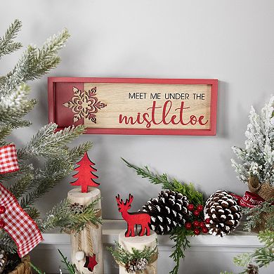 Northlight 11.75-Inch Framed "Meet Me Under the Mistletoe" Wall Decor