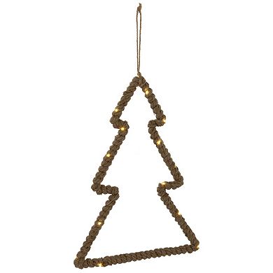 Northlight 14 Inch Lighted Jute Wrapped Pine Tree Silhouette Wall Decor