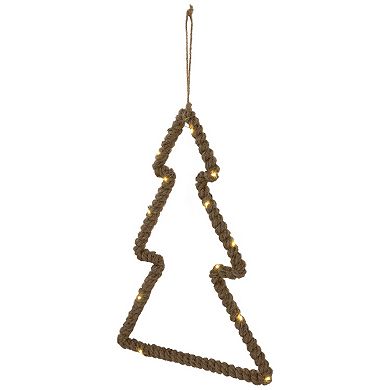 Northlight 14 Inch Lighted Jute Wrapped Pine Tree Silhouette Wall Decor