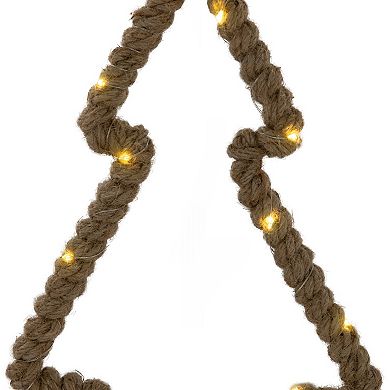 Northlight 14 Inch Lighted Jute Wrapped Pine Tree Silhouette Wall Decor