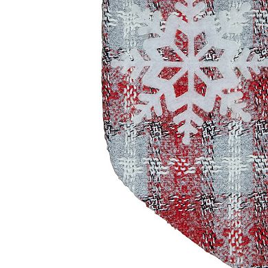 Northlight 18-Inch Plaid Faux Fur Christmas Stocking with Snowflake