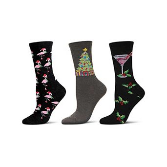 Women's 3 Pair Pack Christmas Holiday Cheer Crew Socks