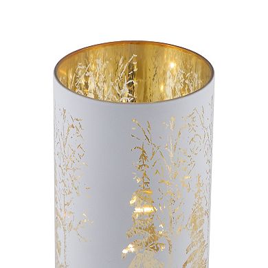 Northlight 8-Inch LED Lighted Deer in Forest Glass Hurricane Candle Decoration