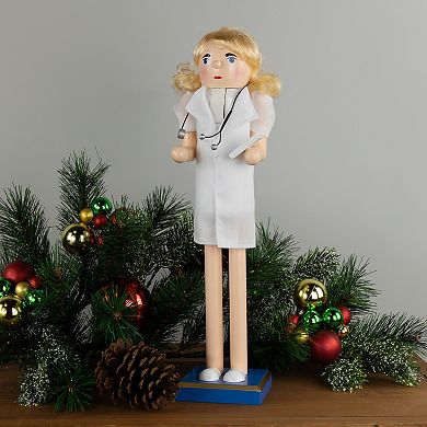 Northlight 15-Inch Nurse with Stethoscope Wooden Nutcracker Table Decor