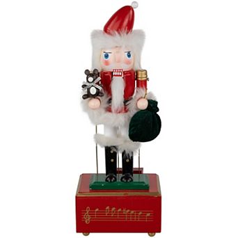 Northlight 12-Inch Animated & Musical Santa Nutcracker with Bear Table Decor